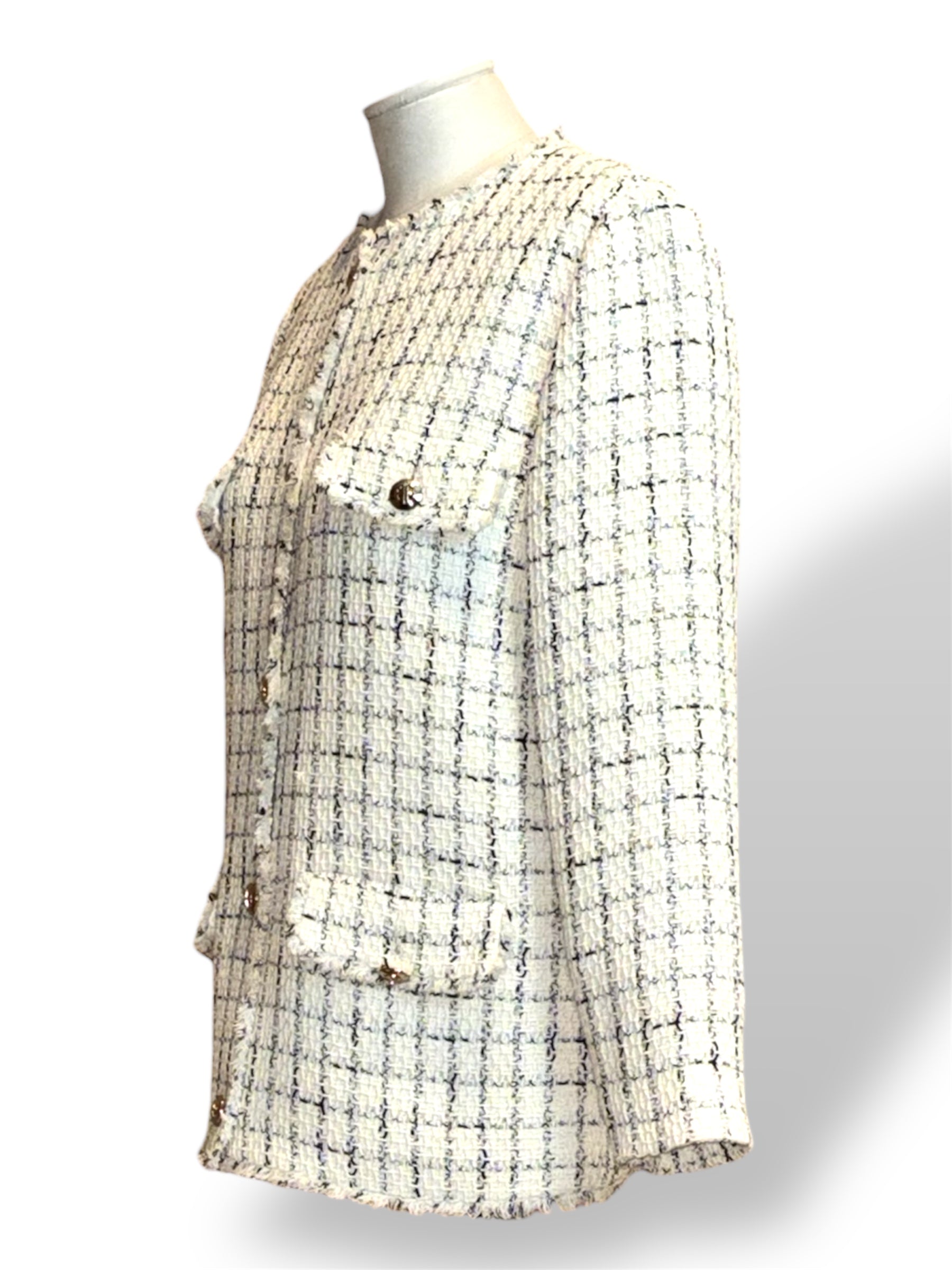 Chaqueta Janet de Anine Bing de Tweed en White Plaid