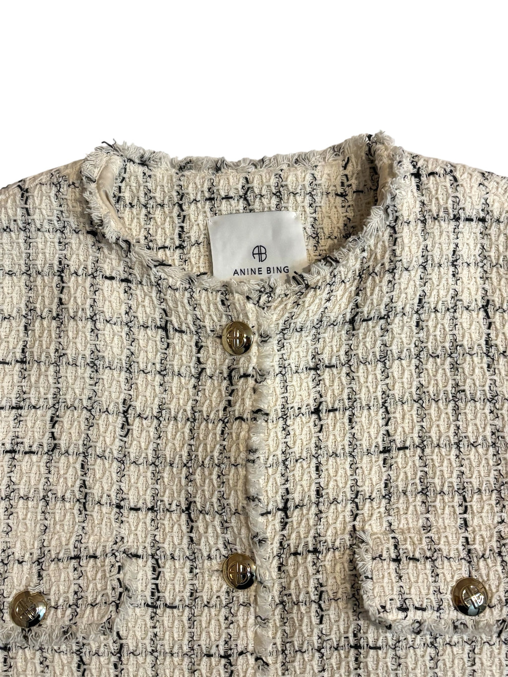 Chaqueta Janet de Anine Bing de Tweed en White Plaid