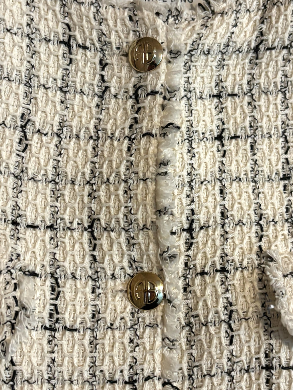 Chaqueta Janet de Anine Bing de Tweed en White Plaid