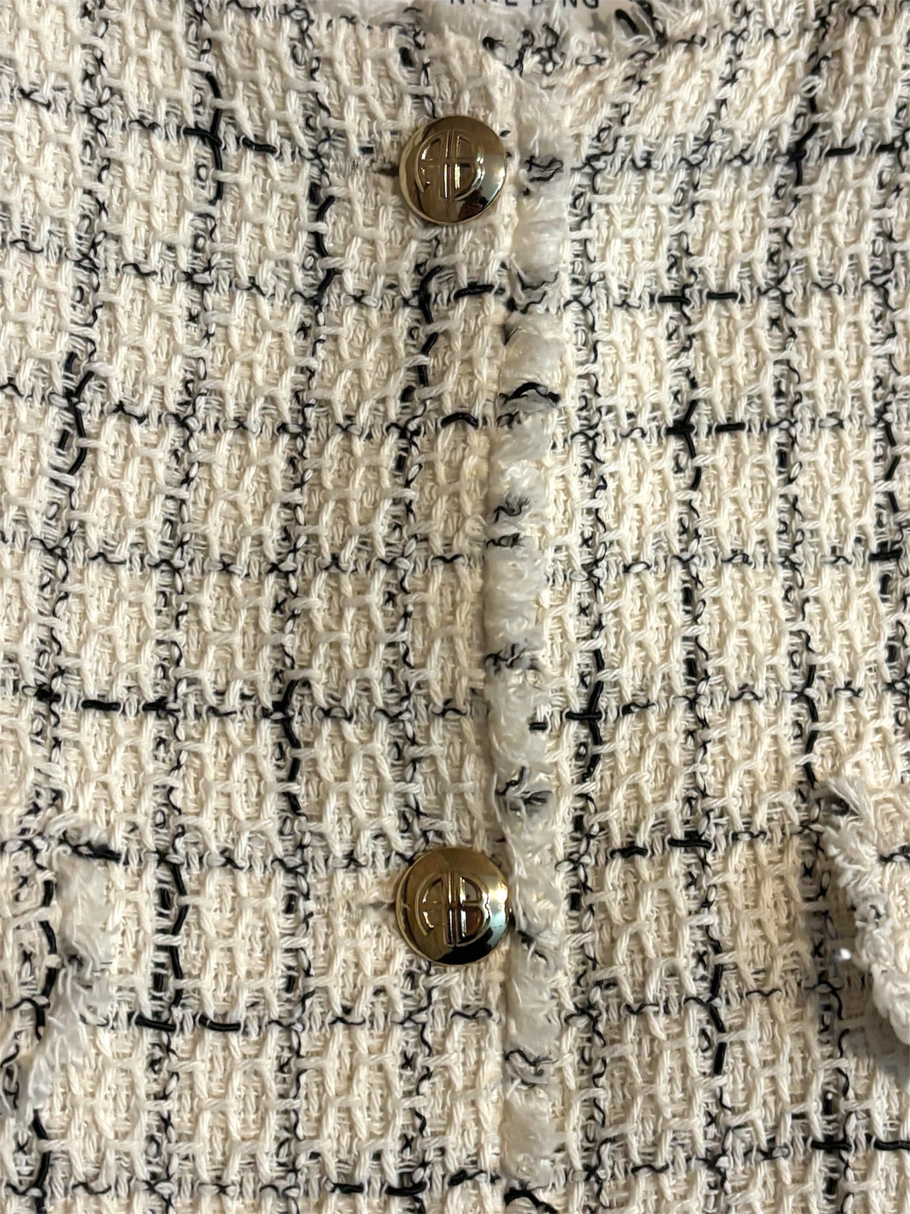 Chaqueta Janet de Anine Bing de Tweed en White Plaid