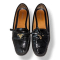 Mocasines Prada de Charol Negro con Lazo y Logotipo Metálico