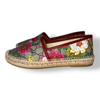 Alpargatas Gucci GG Supreme "Flora" con Ribete de Piel Rojo