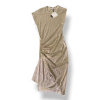Vestido Dorado Metalizado Rabanne Nuevo | Vestido Midi de Fiesta Drapeado