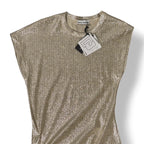 Vestido Dorado Metalizado Rabanne Nuevo | Vestido Midi de Fiesta Drapeado