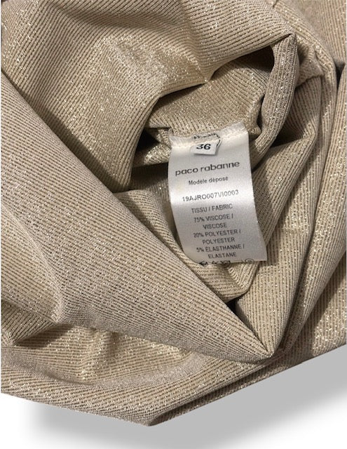 Vestido Dorado Metalizado Rabanne Nuevo | Vestido Midi de Fiesta Drapeado
