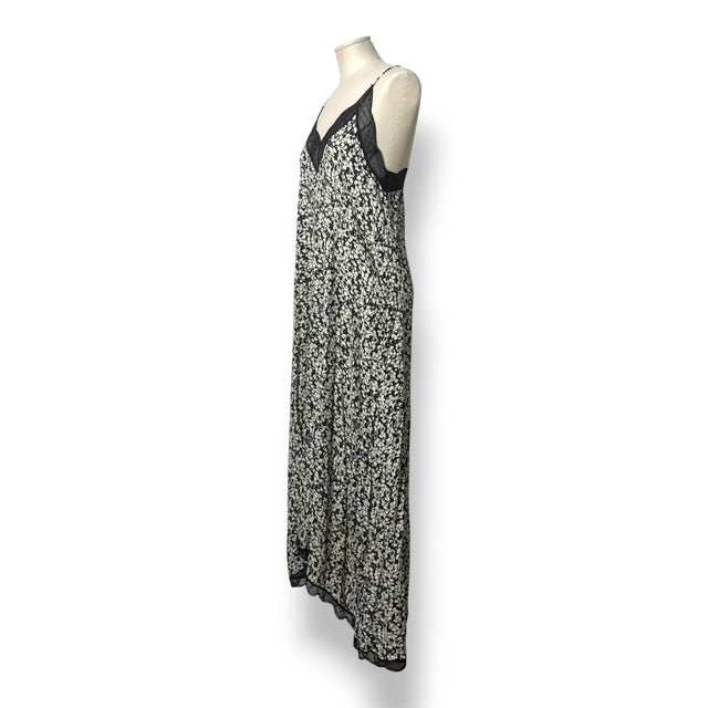 Vestido Lencero Zadig & Voltaire Risty Midi/Maxi Estampado Floral y Encaje Negro