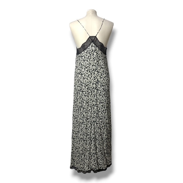 Vestido Lencero Zadig & Voltaire Risty Midi/Maxi Estampado Floral y Encaje Negro