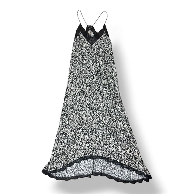 Vestido Lencero Zadig & Voltaire Risty Midi/Maxi Estampado Floral y Encaje Negro