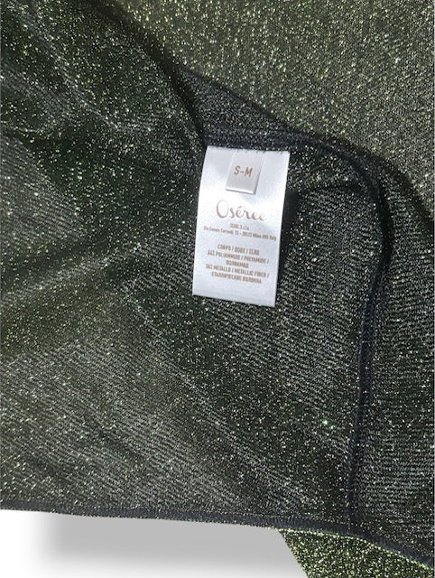 Vestido Largo Asimétrico Oséree Lumière de Lúrex con Hombro Caído y Detalle de Anilla