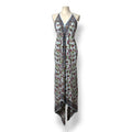 Vestido Largo Asimétrico Etro con Estampado Paisley y Floral y Escote Halter - Azul Celeste