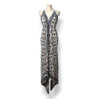 Vestido Largo Asimétrico Etro con Estampado Paisley y Floral y Escote Halter - Azul Celeste
