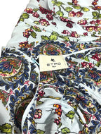 Vestido Largo Asimétrico Etro con Estampado Paisley y Floral y Escote Halter - Azul Celeste