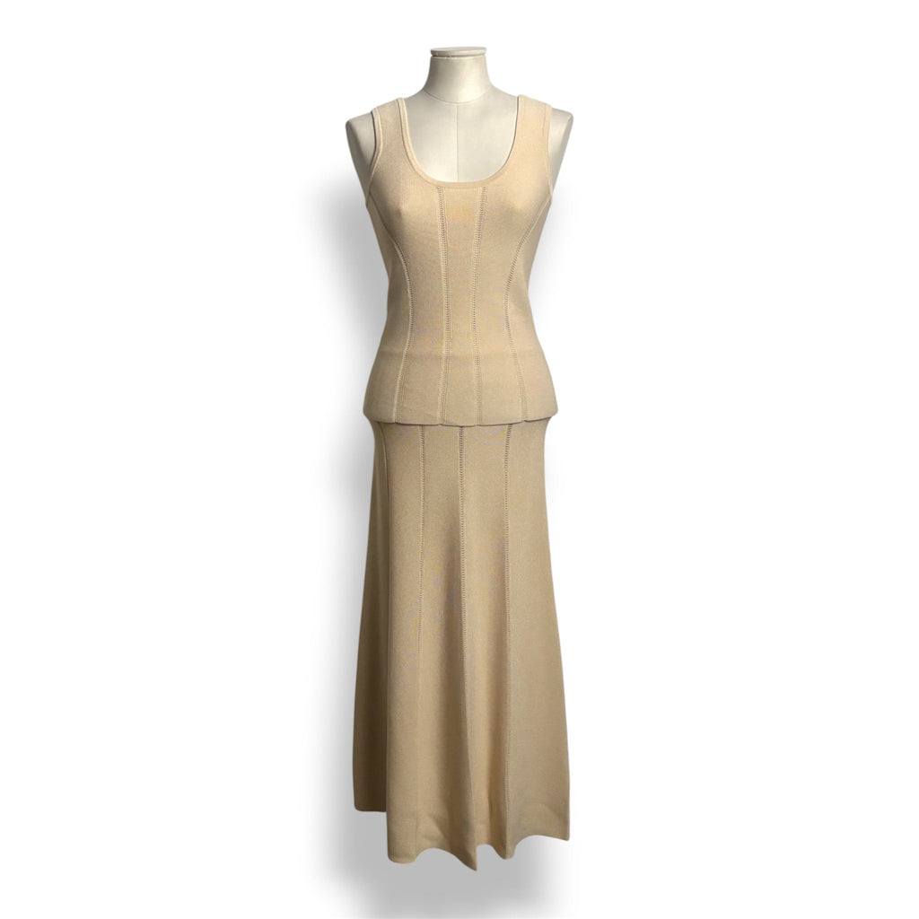 Conjunto de Punto Zimmermann Luminosity de Camiseta de Tirantes y Falda Midi - Color Crema
