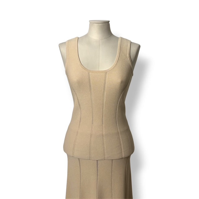 Conjunto de Punto Zimmermann Luminosity de Camiseta de Tirantes y Falda Midi - Color Crema
