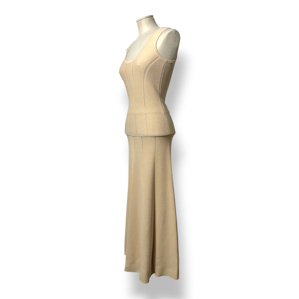 Conjunto de Punto Zimmermann Luminosity de Camiseta de Tirantes y Falda Midi - Color Crema