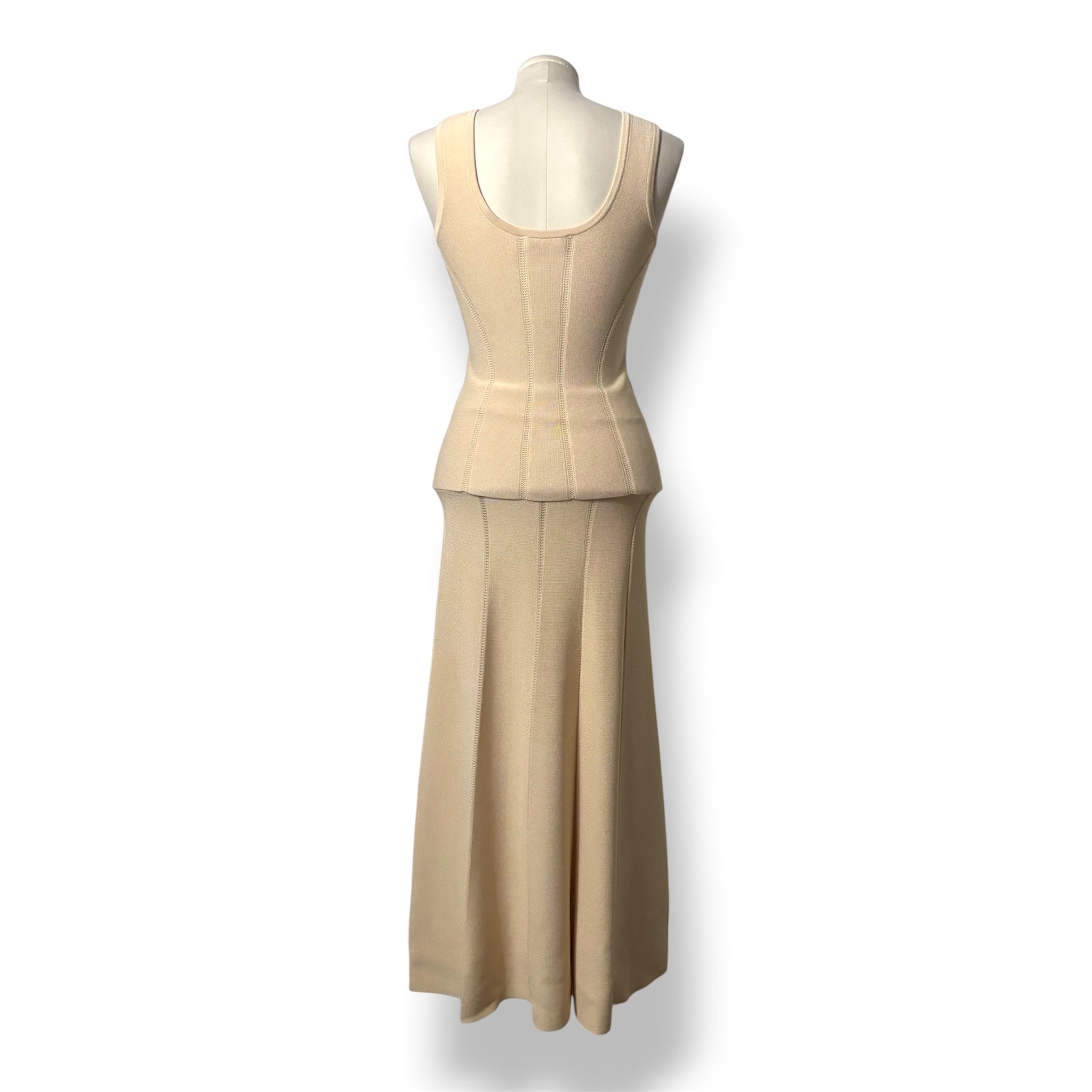 Conjunto de Punto Zimmermann Luminosity de Camiseta de Tirantes y Falda Midi - Color Crema