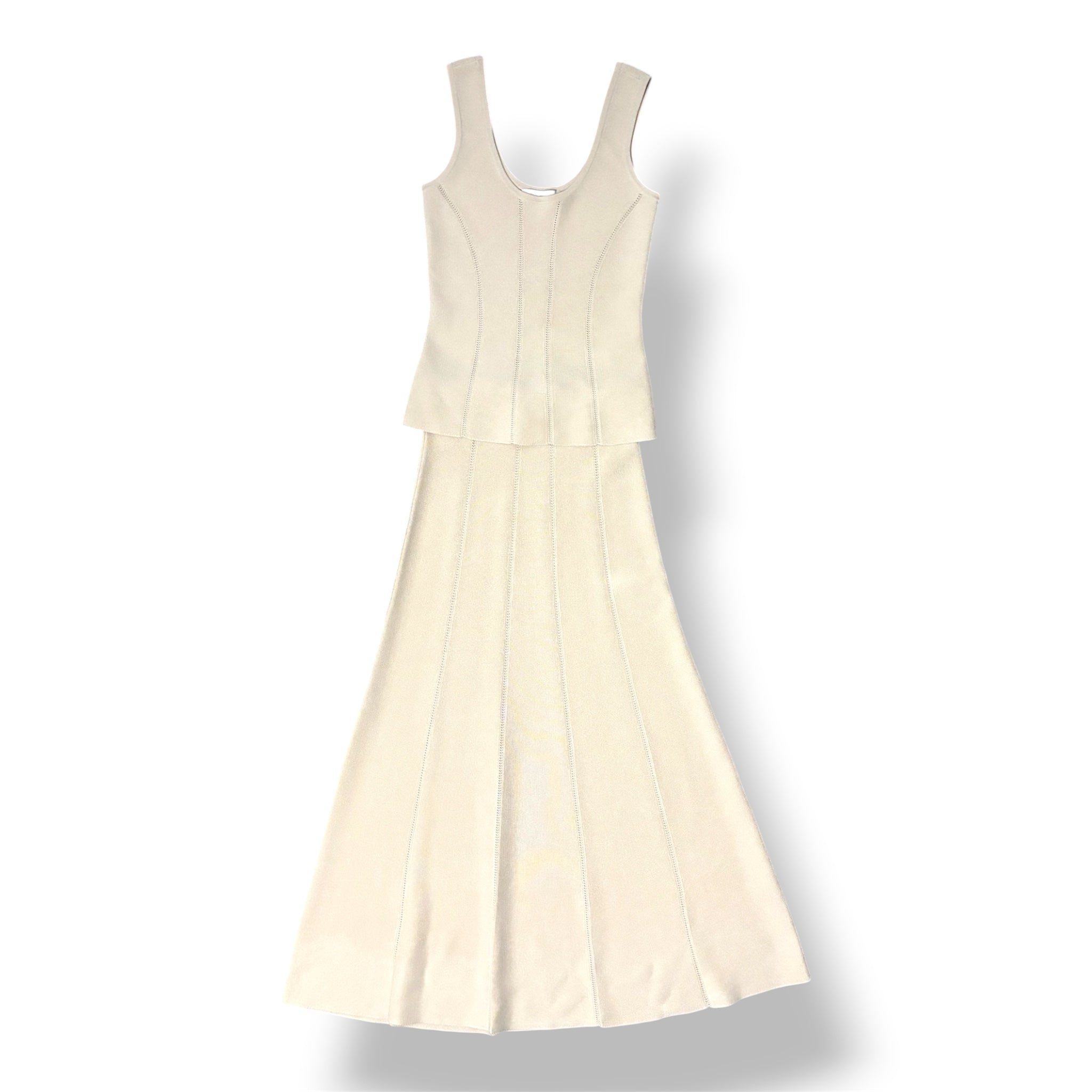 Conjunto de Punto Zimmermann Luminosity de Camiseta de Tirantes y Falda Midi - Color Crema