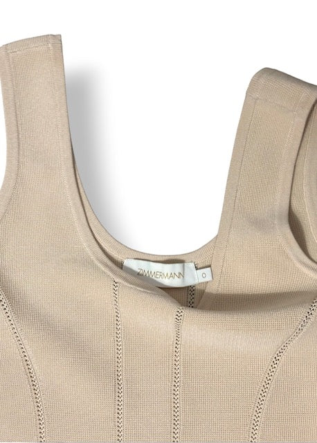 Conjunto de Punto Zimmermann Luminosity de Camiseta de Tirantes y Falda Midi - Color Crema