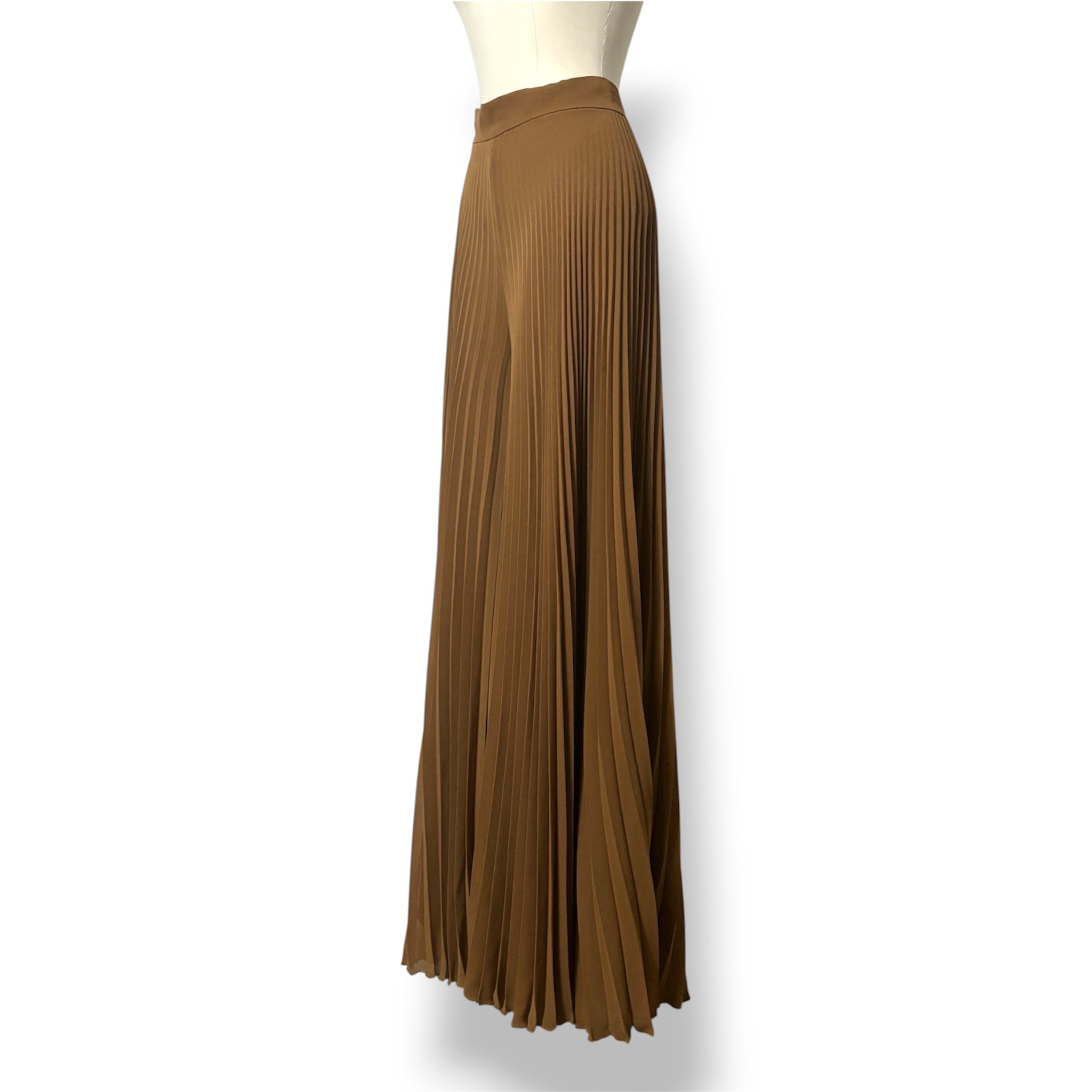 Pantalón Ancho Plisado Max Mara Grembo – Color Caramelo / Beige