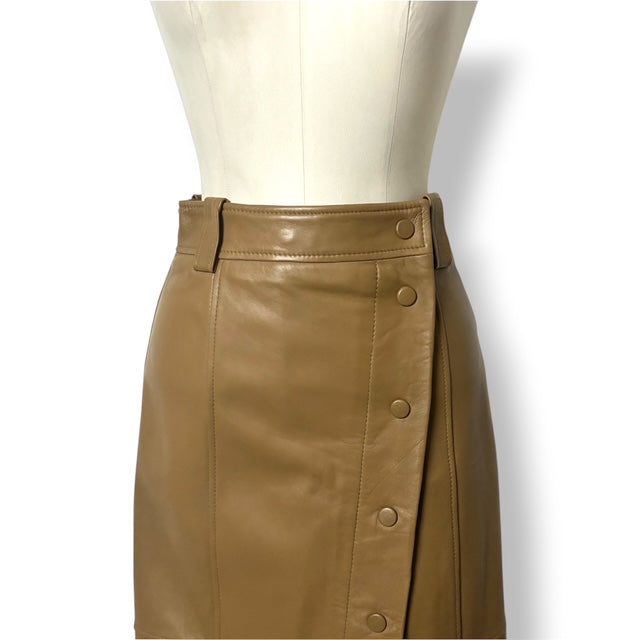 Falda de Piel Marrón Estilo Midi Envolvente GANNI Original