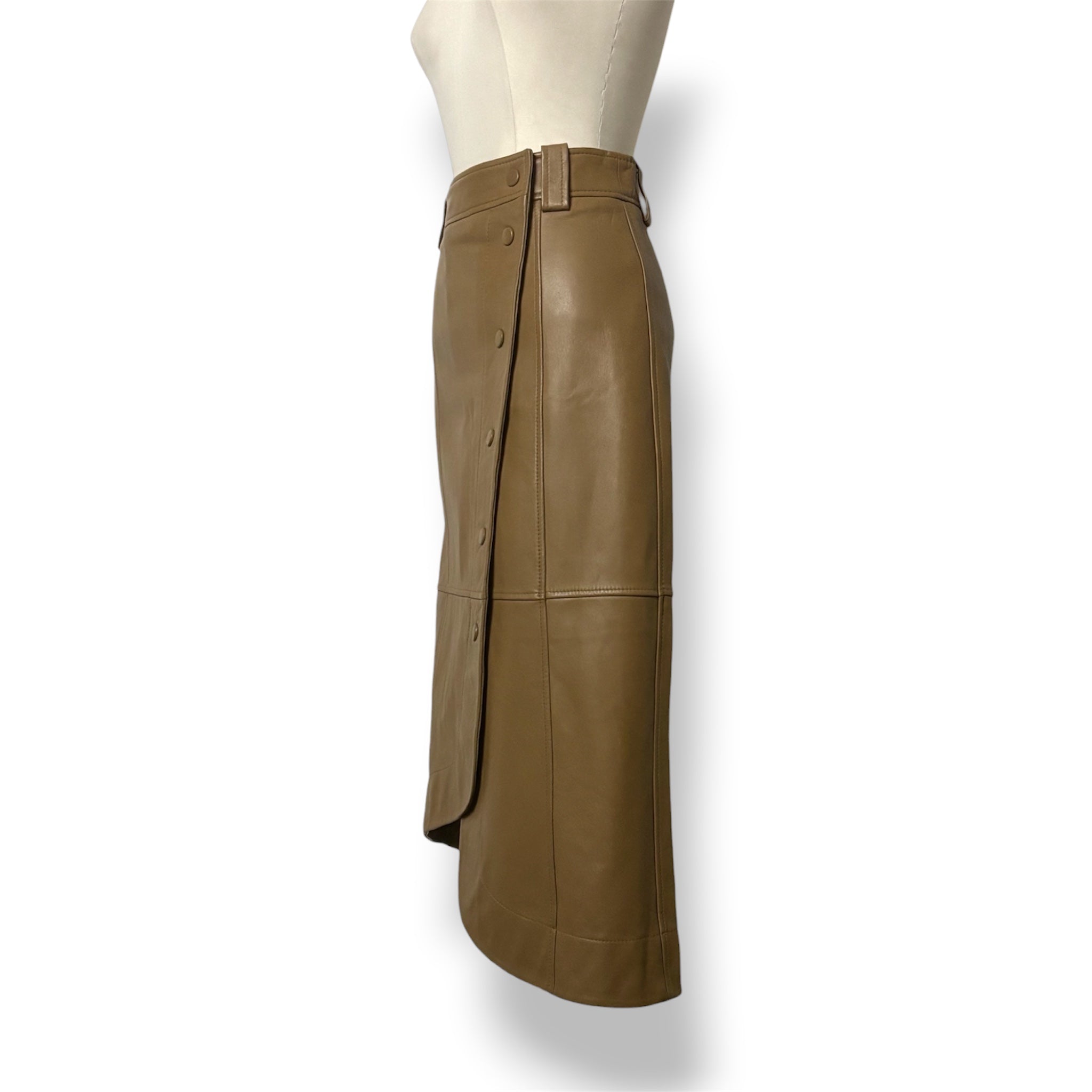 Falda de Piel Marrón Estilo Midi Envolvente GANNI Original