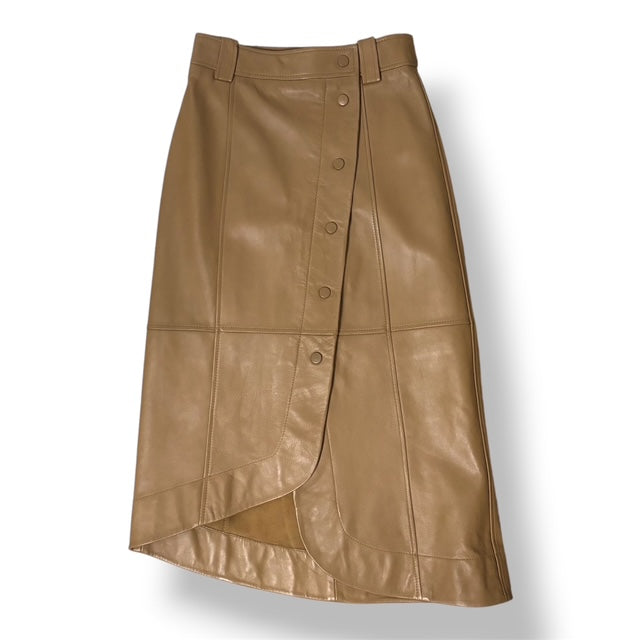 Falda de Piel Marrón Estilo Midi Envolvente GANNI Original