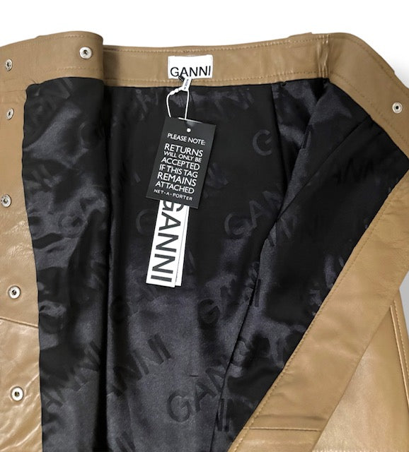 Falda de Piel Marrón Estilo Midi Envolvente GANNI Original