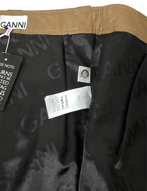 Falda de Piel Marrón Estilo Midi Envolvente GANNI Original
