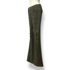 Vaqueros Cargo de Lujo Blumarine Pantalón Denim Verde Oliva de Tiro Bajo