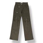 Vaqueros Cargo de Lujo Blumarine Pantalón Denim Verde Oliva de Tiro Bajo