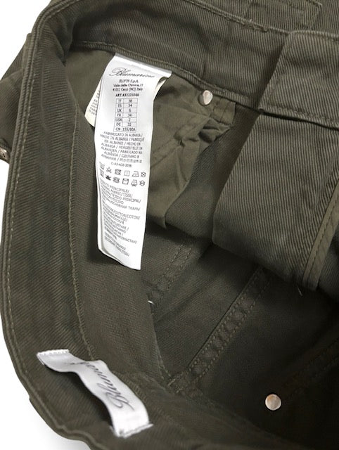 Vaqueros Cargo de Lujo Blumarine Pantalón Denim Verde Oliva de Tiro Bajo