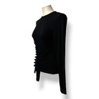 Camiseta Rabanne Asimétrica con Botones y Drapeado – Negro