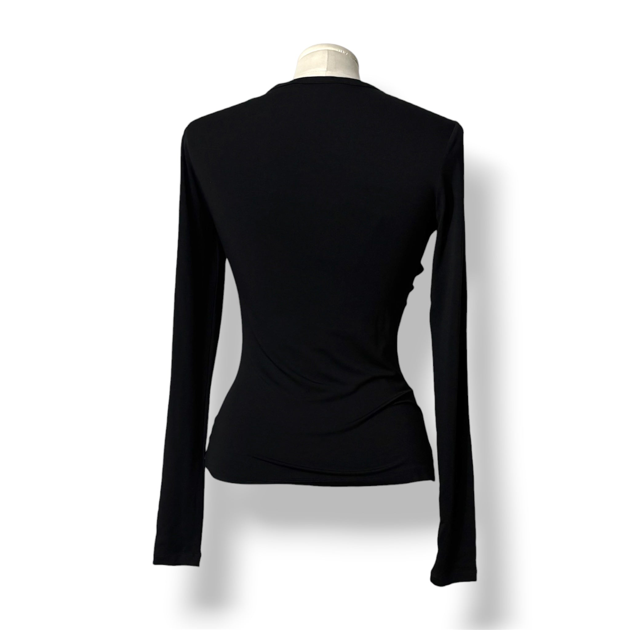 Camiseta Rabanne Asimétrica con Botones y Drapeado – Negro