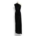 Vestido Largo Negro Roberto Cavalli Vintage de un Hombro con Pedrería