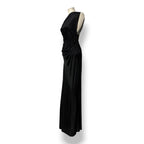 Vestido Largo Negro Roberto Cavalli Vintage de un Hombro con Pedrería