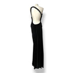 Vestido Largo Negro Roberto Cavalli Vintage de un Hombro con Pedrería