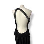 Vestido Largo Negro Roberto Cavalli Vintage de un Hombro con Pedrería