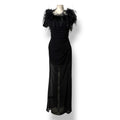 Vestido Largo Negro de Noche con Plumas Giuseppe di Morabito