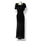 Vestido Largo Negro de Noche con Plumas Giuseppe di Morabito