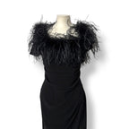 Vestido Largo Negro de Noche con Plumas Giuseppe di Morabito