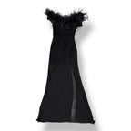 Vestido Largo Negro de Noche con Plumas Giuseppe di Morabito