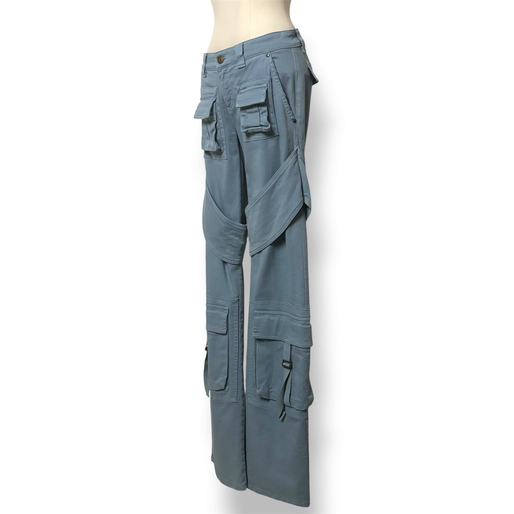 Vaqueros Cargo Blumarine de Pernera Ancha con Correas para Mujer – Azul Claro