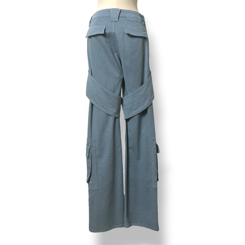 Vaqueros Cargo Blumarine de Pernera Ancha con Correas para Mujer – Azul Claro