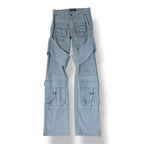 Vaqueros Cargo Blumarine de Pernera Ancha con Correas para Mujer – Azul Claro