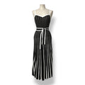 Vestido Largo de Punto Acanalado RED Valentino Bicolor Negro y Blanco