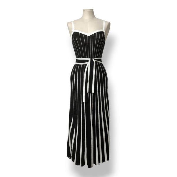 Vestido Largo de Punto Acanalado RED Valentino Bicolor Negro y Blanco