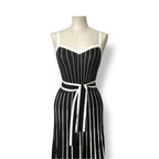 Vestido Largo de Punto Acanalado RED Valentino Bicolor Negro y Blanco