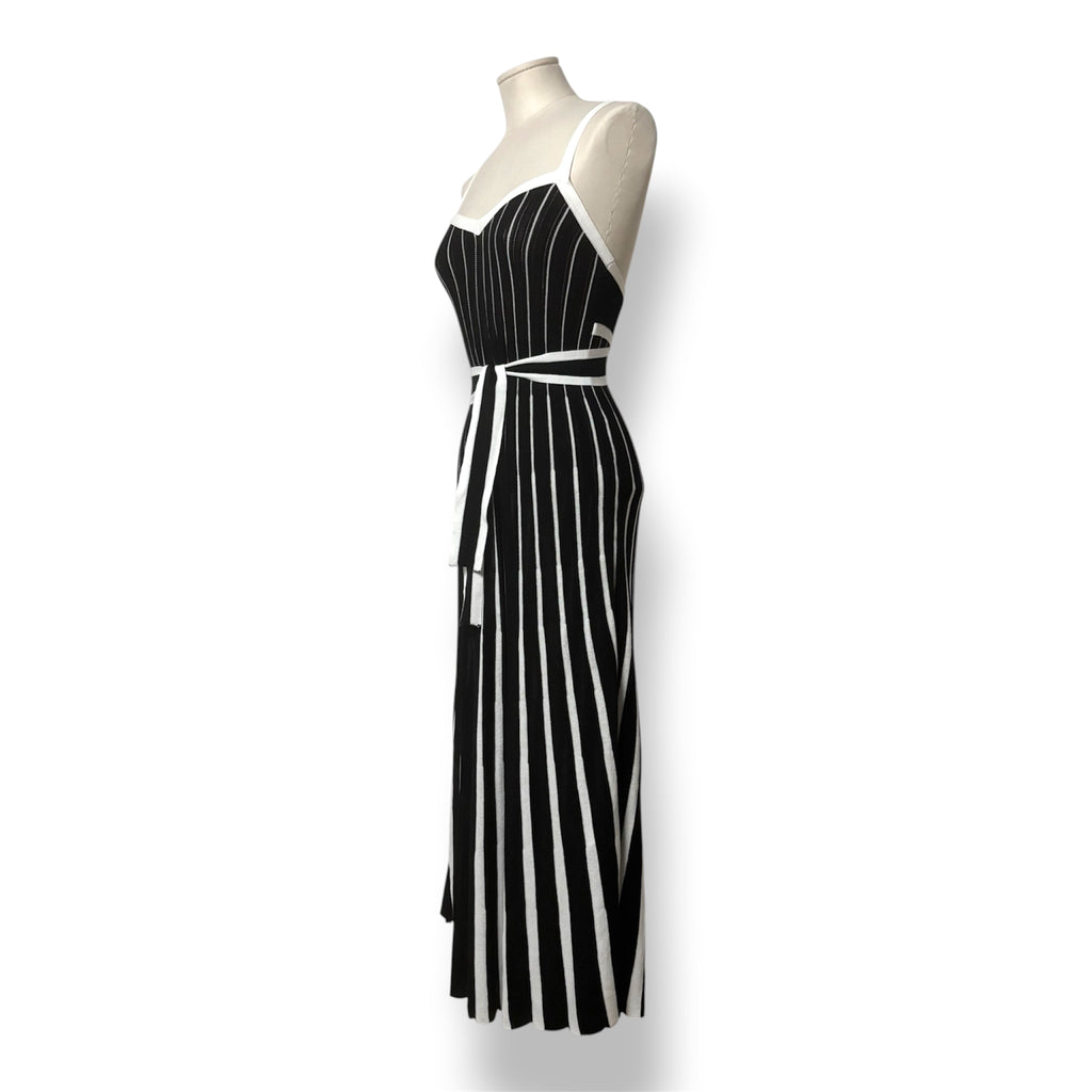 Vestido Largo de Punto Acanalado RED Valentino Bicolor Negro y Blanco
