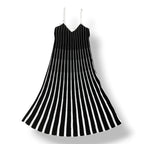 Vestido Largo de Punto Acanalado RED Valentino Bicolor Negro y Blanco