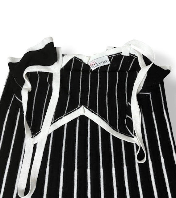 Vestido Largo de Punto Acanalado RED Valentino Bicolor Negro y Blanco